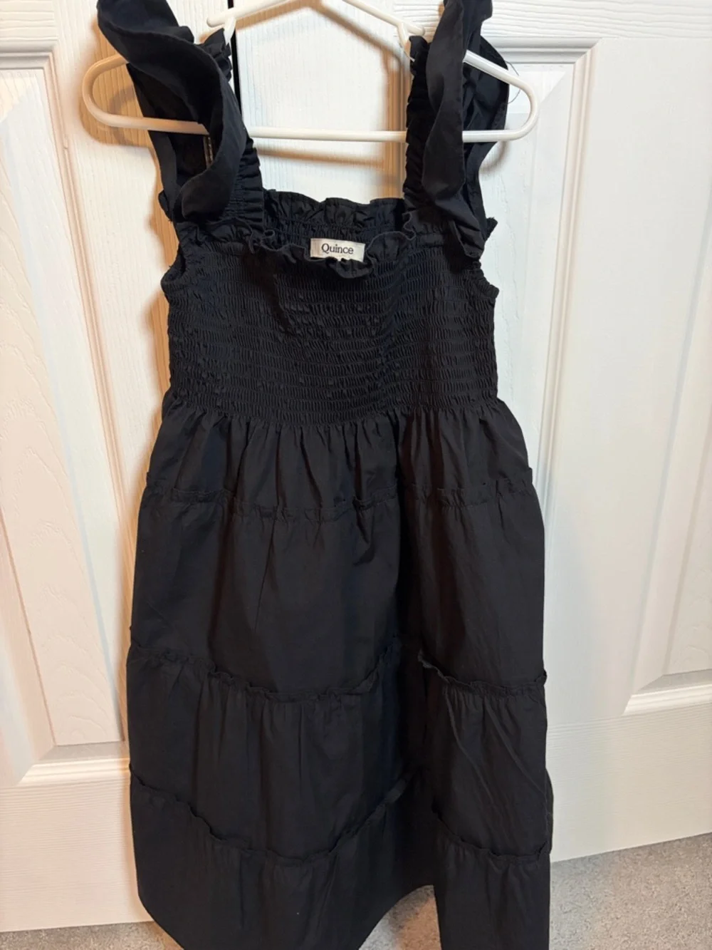 Quince Black Ruffled Strap Tiered Girls Dress - Picture 3 of 4